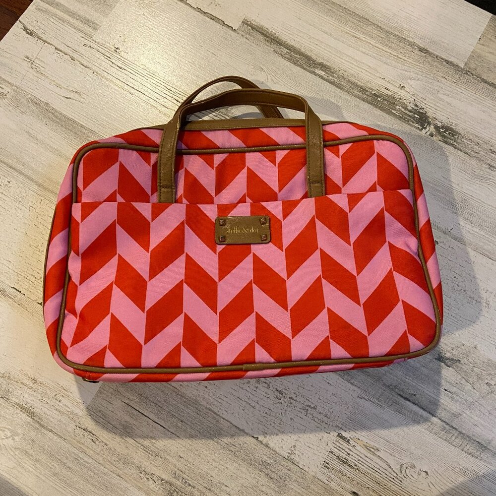 Stella & Dot Makeup Toiletry Bag Zip Around Clear Inside Pockets Handle Case